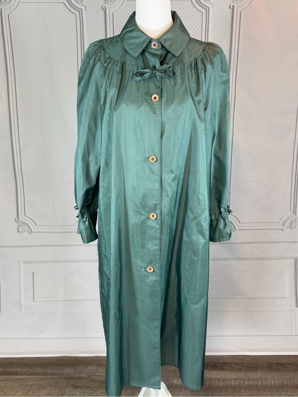 Unika Forecaster Boston Vintage Swing Coat Sage Green Taffeta Bow 11/12 Union